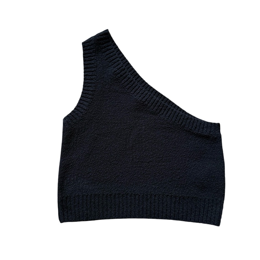 Madewell Black One-Shoulder Crop Top